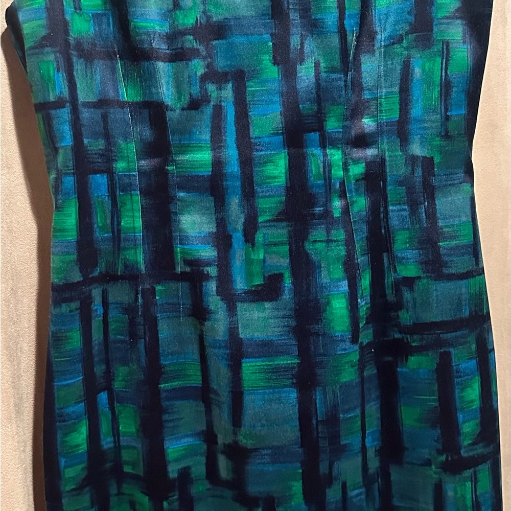 Elite Tahari Blue/Green Satin Dress
